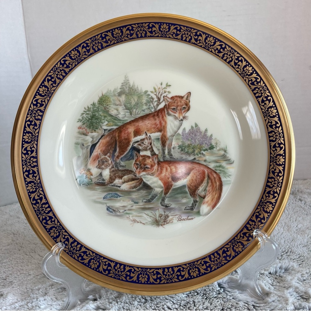 Lenox Woodland Wildlife "RED FOXES" Limited Issue Plate ~ 1974 ~ 10 3/4"